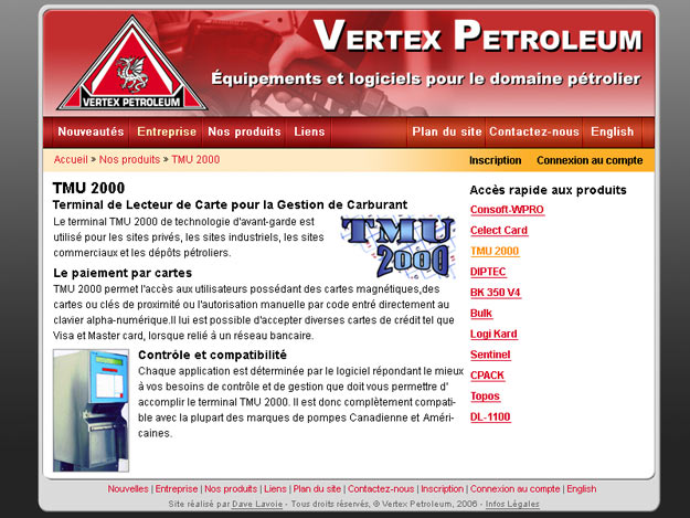 Site web de Vertex Petroleum